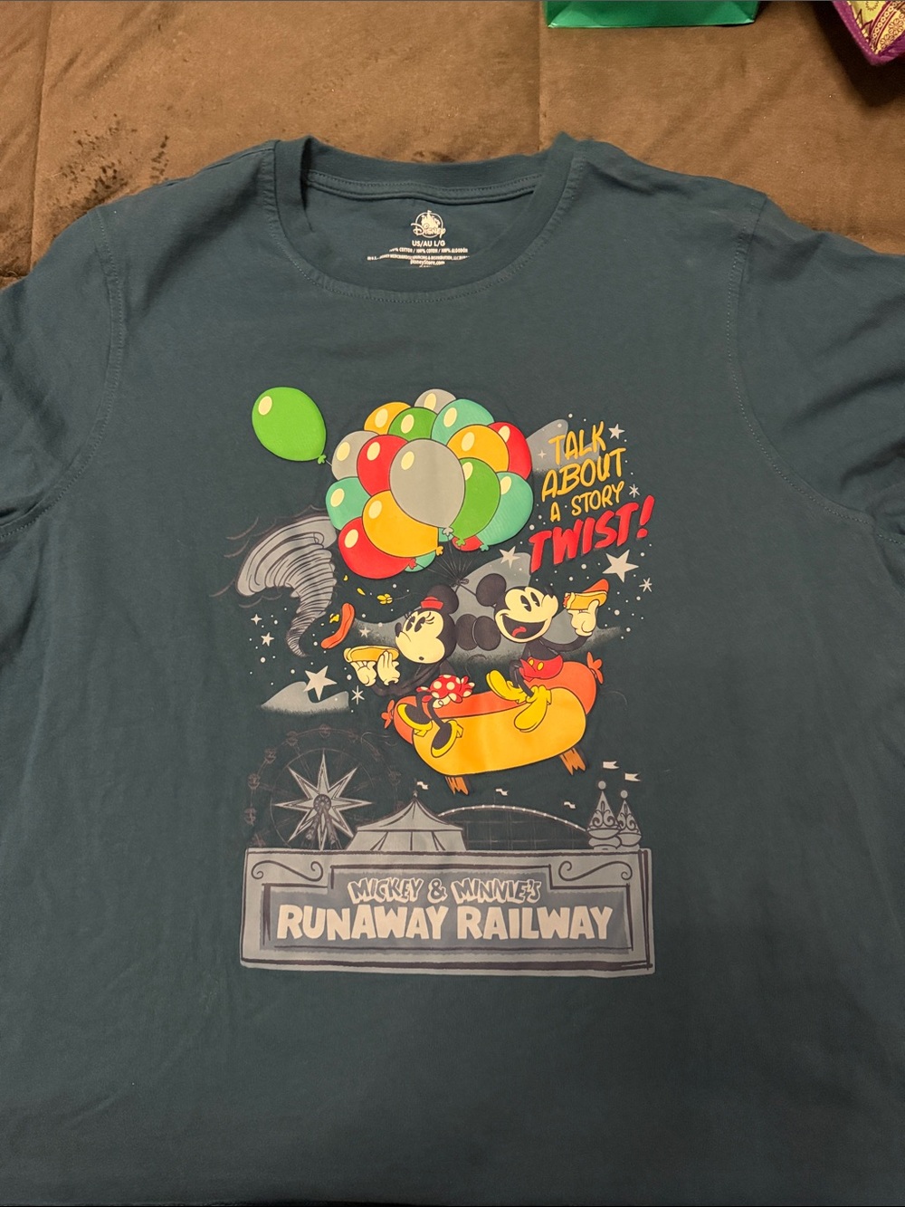 Disney Teal Mickey & Minnie Balloon Runaway Railway Tee